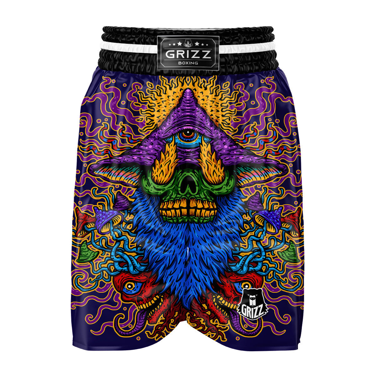 Psychedelic Magic Mushroom Print Boxing Shorts-grizzshop