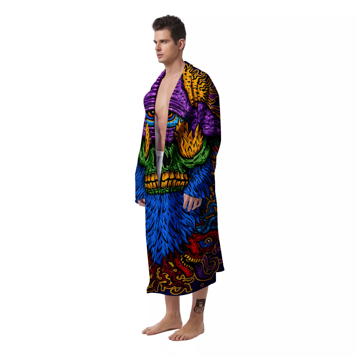 Psychedelic Magic Mushroom Print Men's Robe-grizzshop