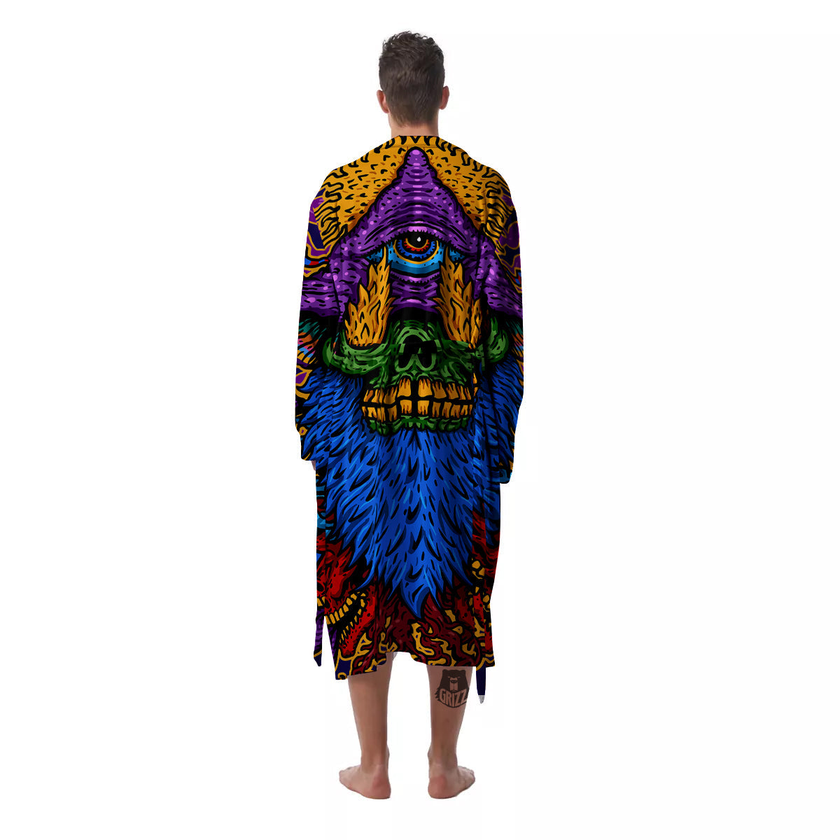 Psychedelic Magic Mushroom Print Men's Robe-grizzshop