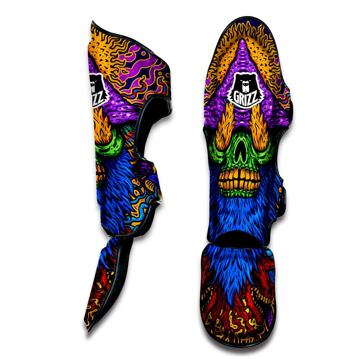 Psychedelic Magic Mushroom Print Muay Thai Shin Guards-grizzshop