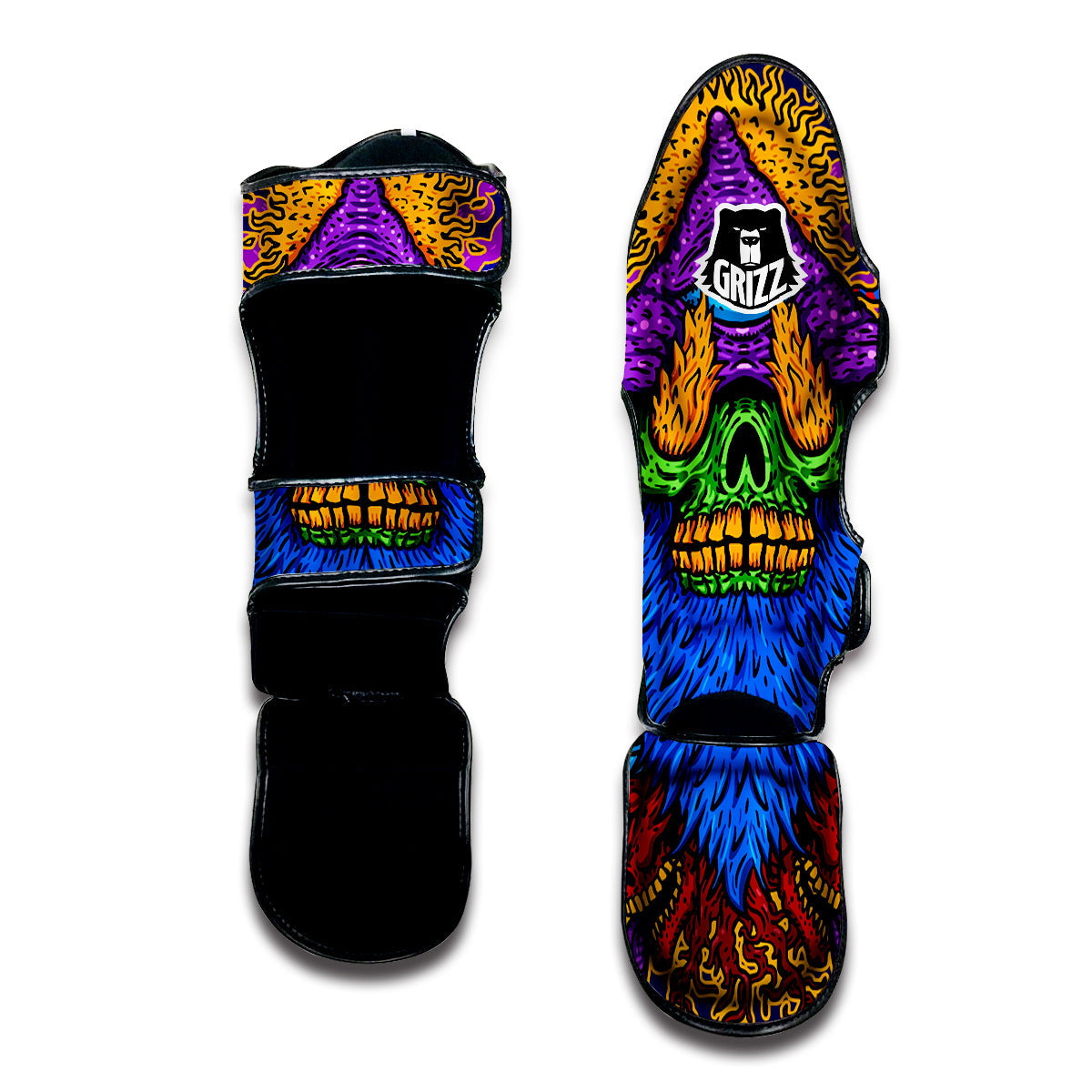 Psychedelic Magic Mushroom Print Muay Thai Shin Guards-grizzshop