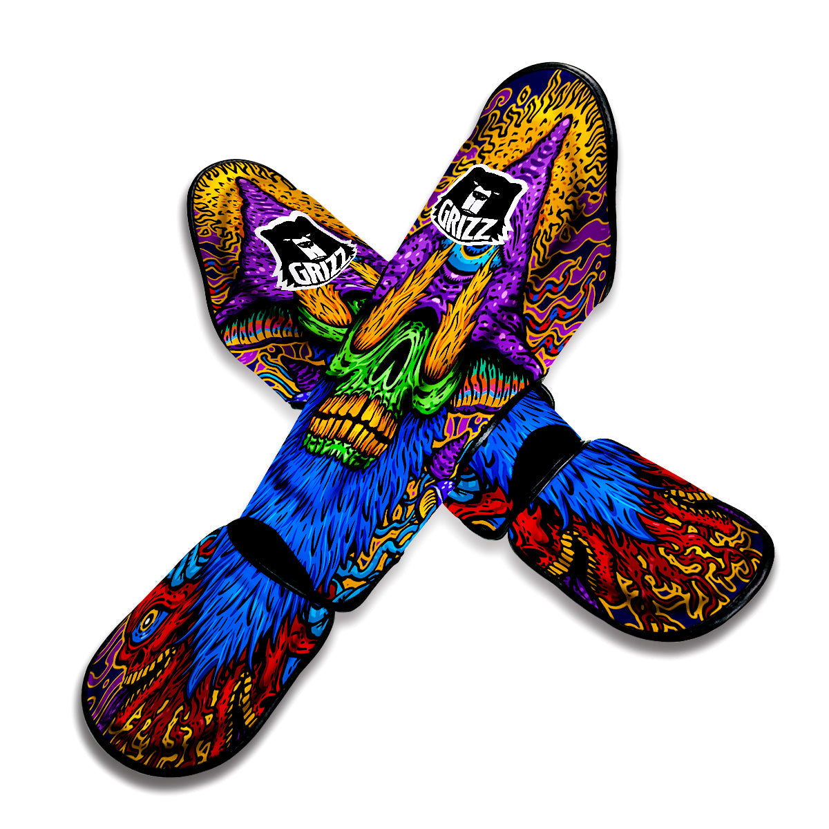 Psychedelic Magic Mushroom Print Muay Thai Shin Guards-grizzshop