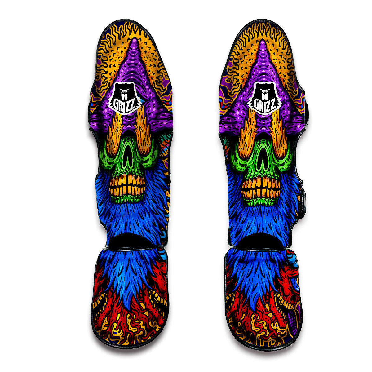 Psychedelic Magic Mushroom Print Muay Thai Shin Guards-grizzshop