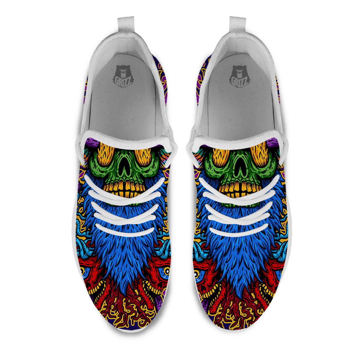 Psychedelic Magic Mushroom Print White Athletic Shoes-grizzshop