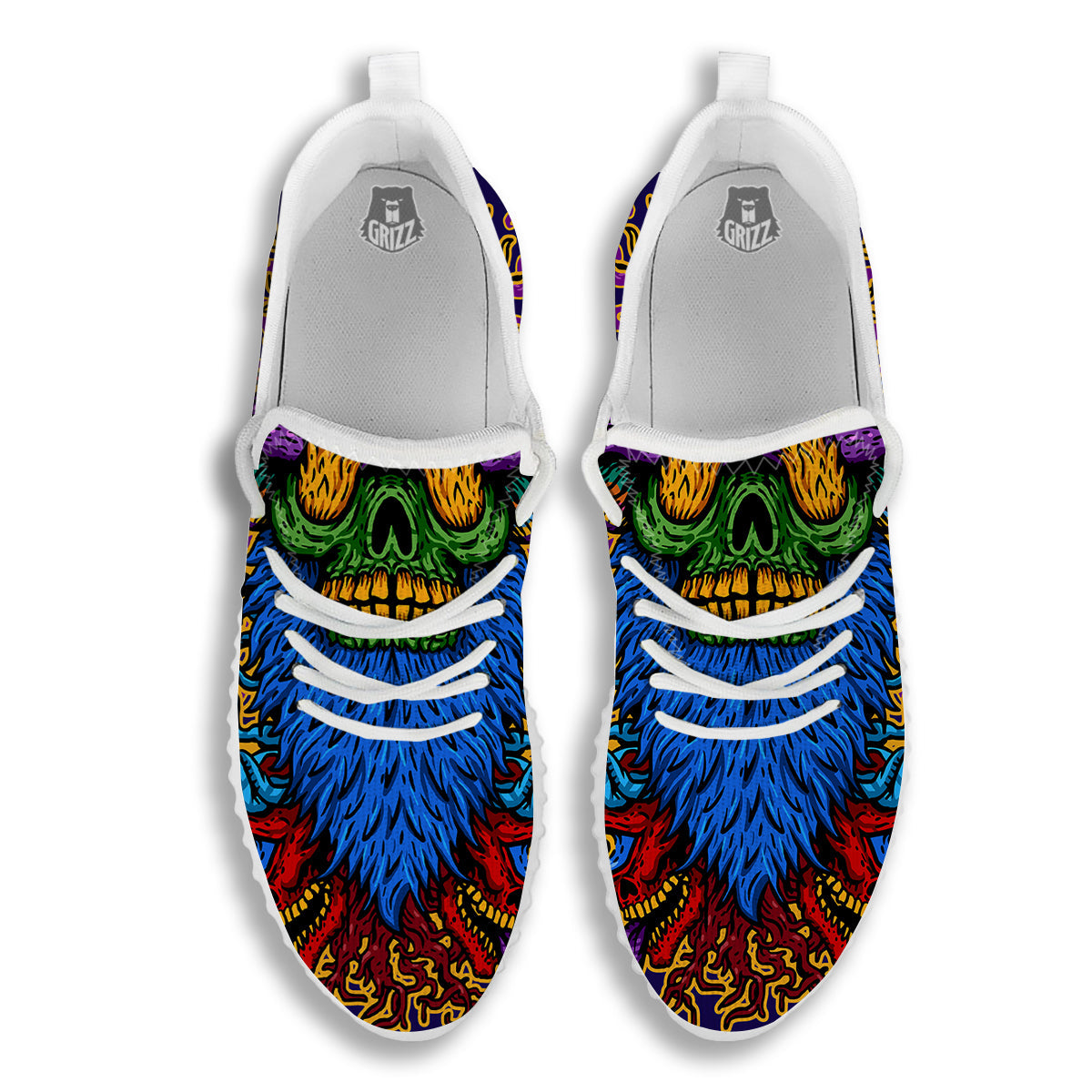 Psychedelic Magic Mushroom Print White Walking Shoes-grizzshop