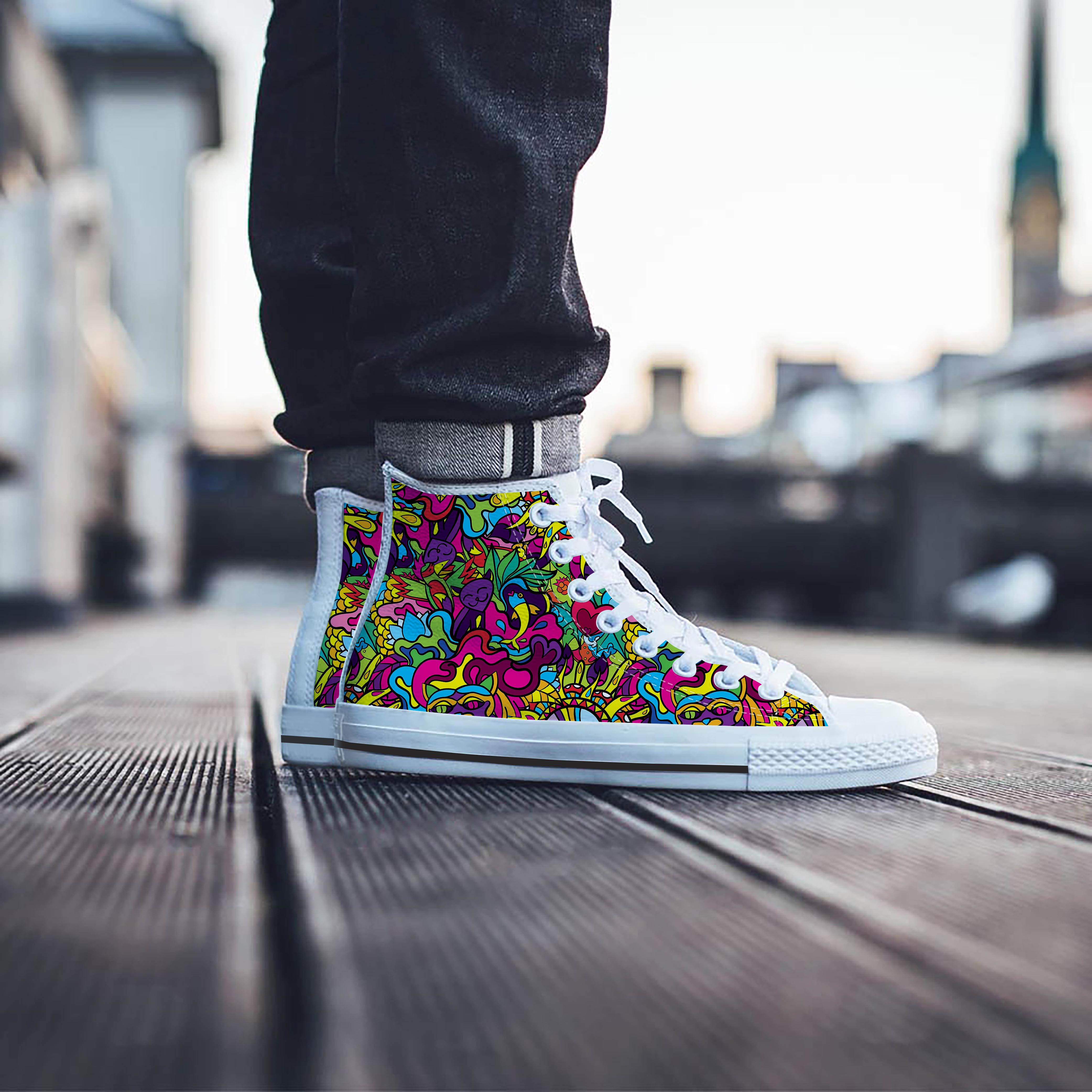 Psychedelic Men's High Top Shoes-grizzshop