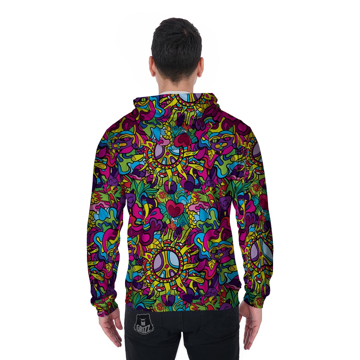 Psychedelic Men's Zip Up Hoodie-grizzshop