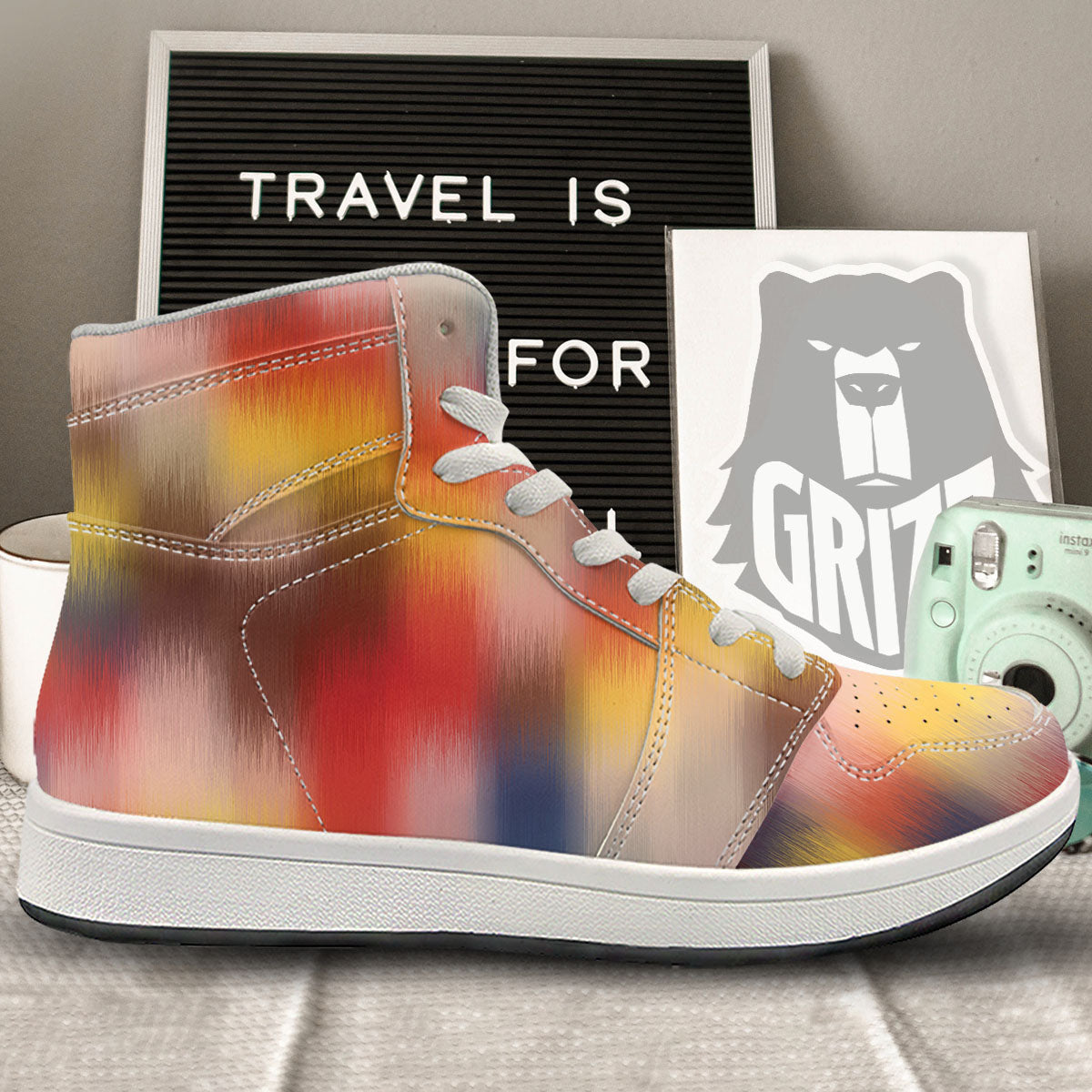 Psychedelic Multicolor Print High Top Sneakers-grizzshop
