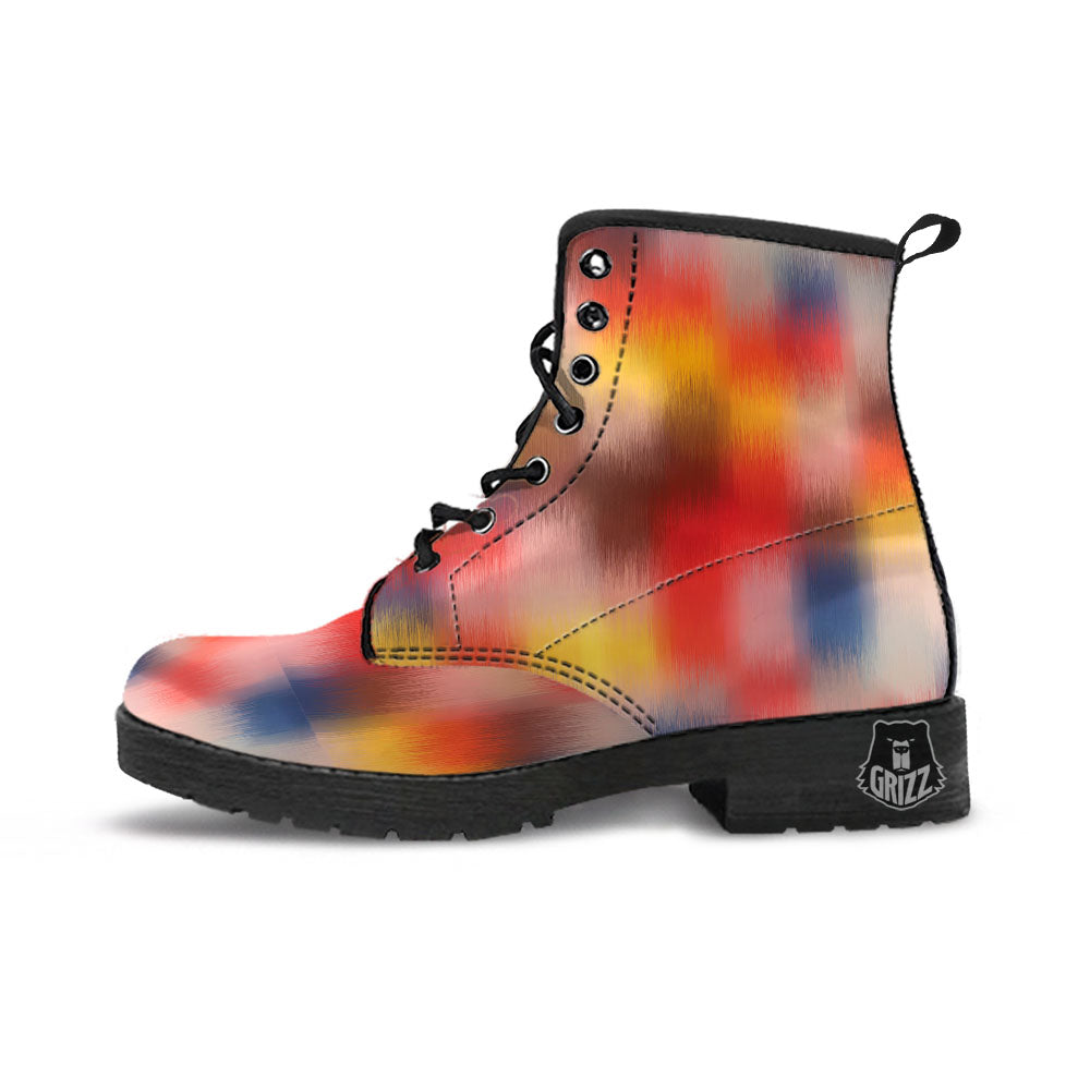 Psychedelic Multicolor Print Leather Boots-grizzshop