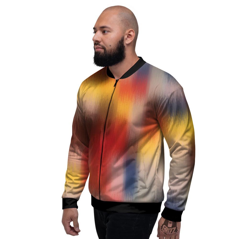 Psychedelic Multicolor Print Men's Bomber Jacket-grizzshop