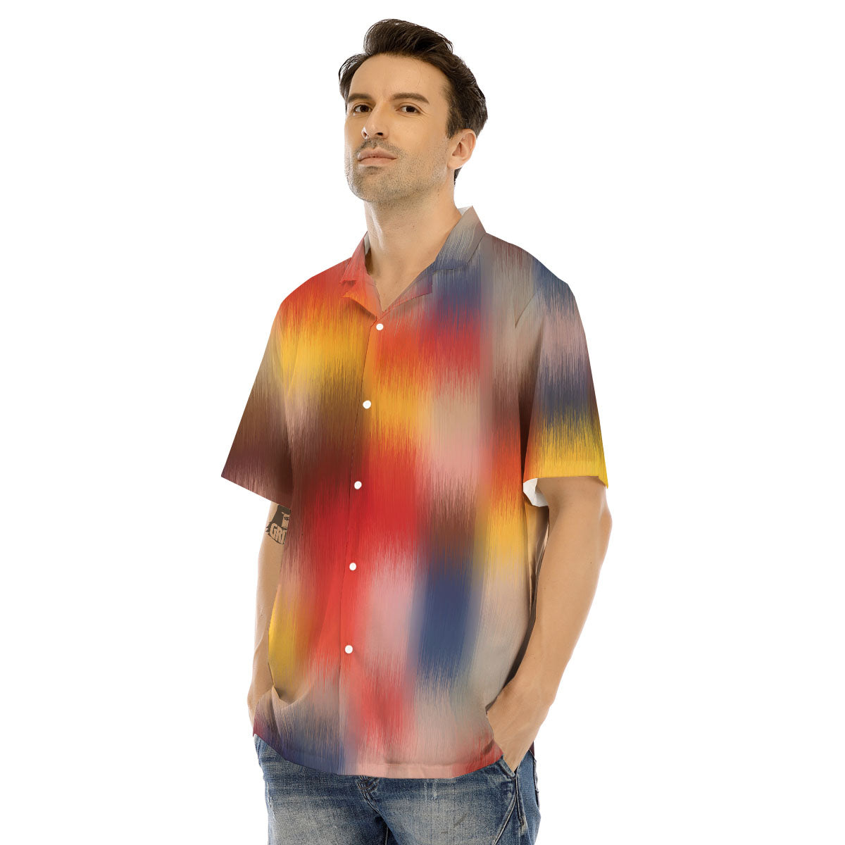 Psychedelic Multicolor Print Men's Hawaiian Shirt-grizzshop