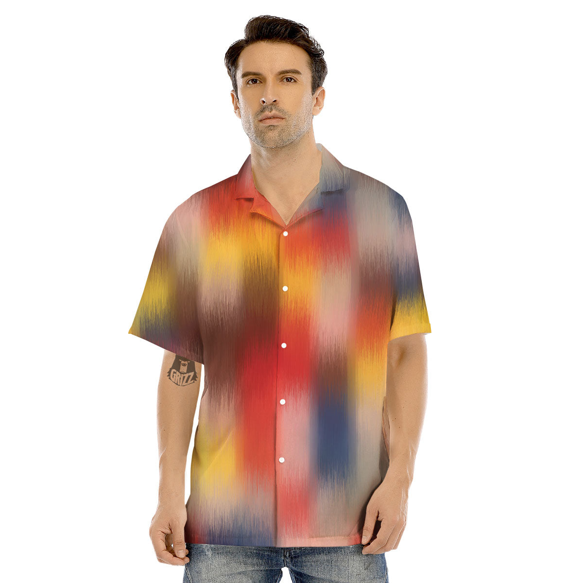 Psychedelic Multicolor Print Men's Hawaiian Shirt-grizzshop
