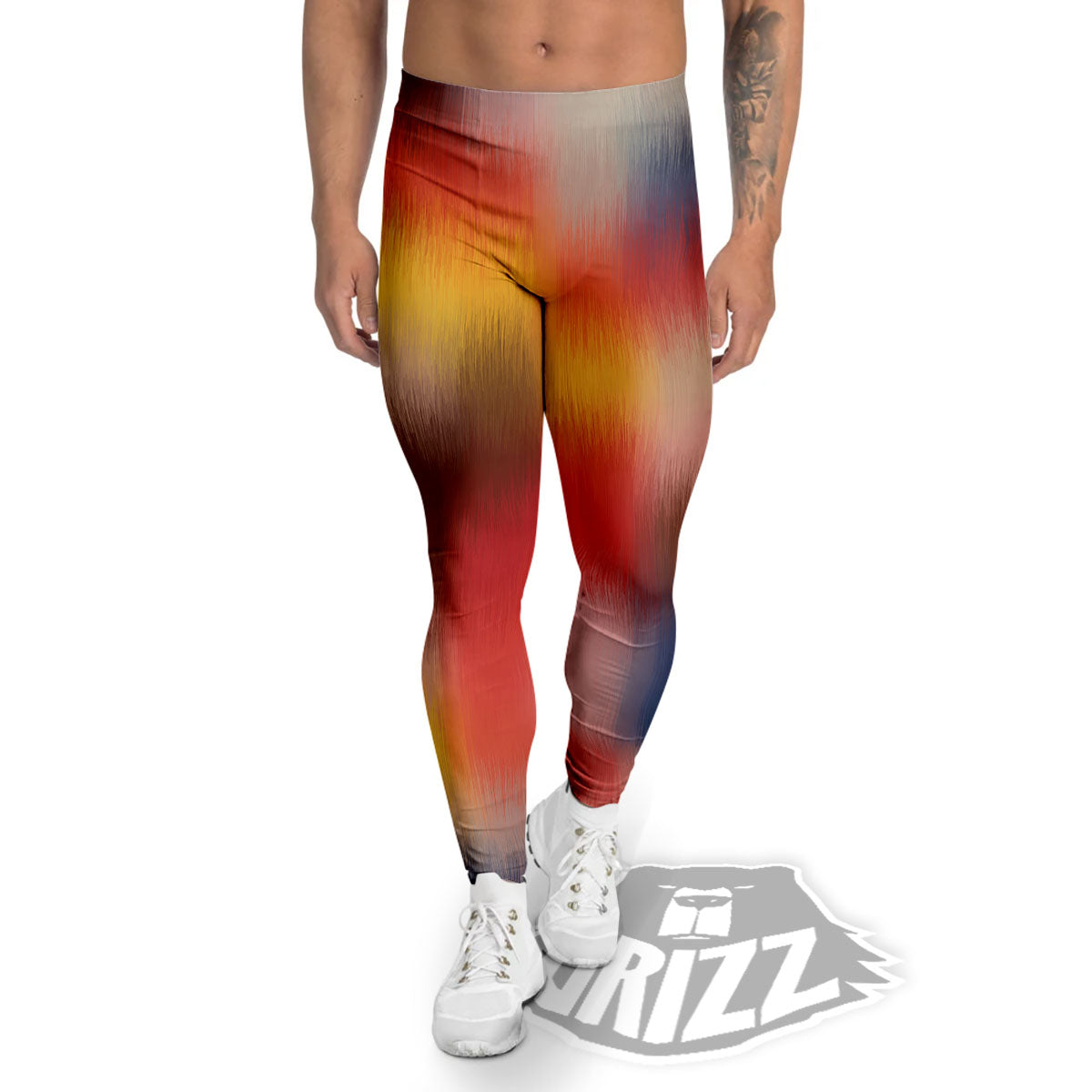 Psychedelic Multicolor Print Men's Leggings-grizzshop
