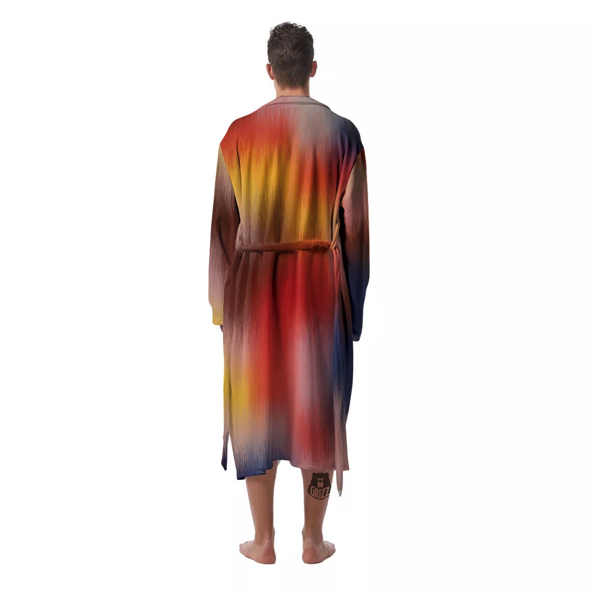Psychedelic Multicolor Print Men's Robe-grizzshop
