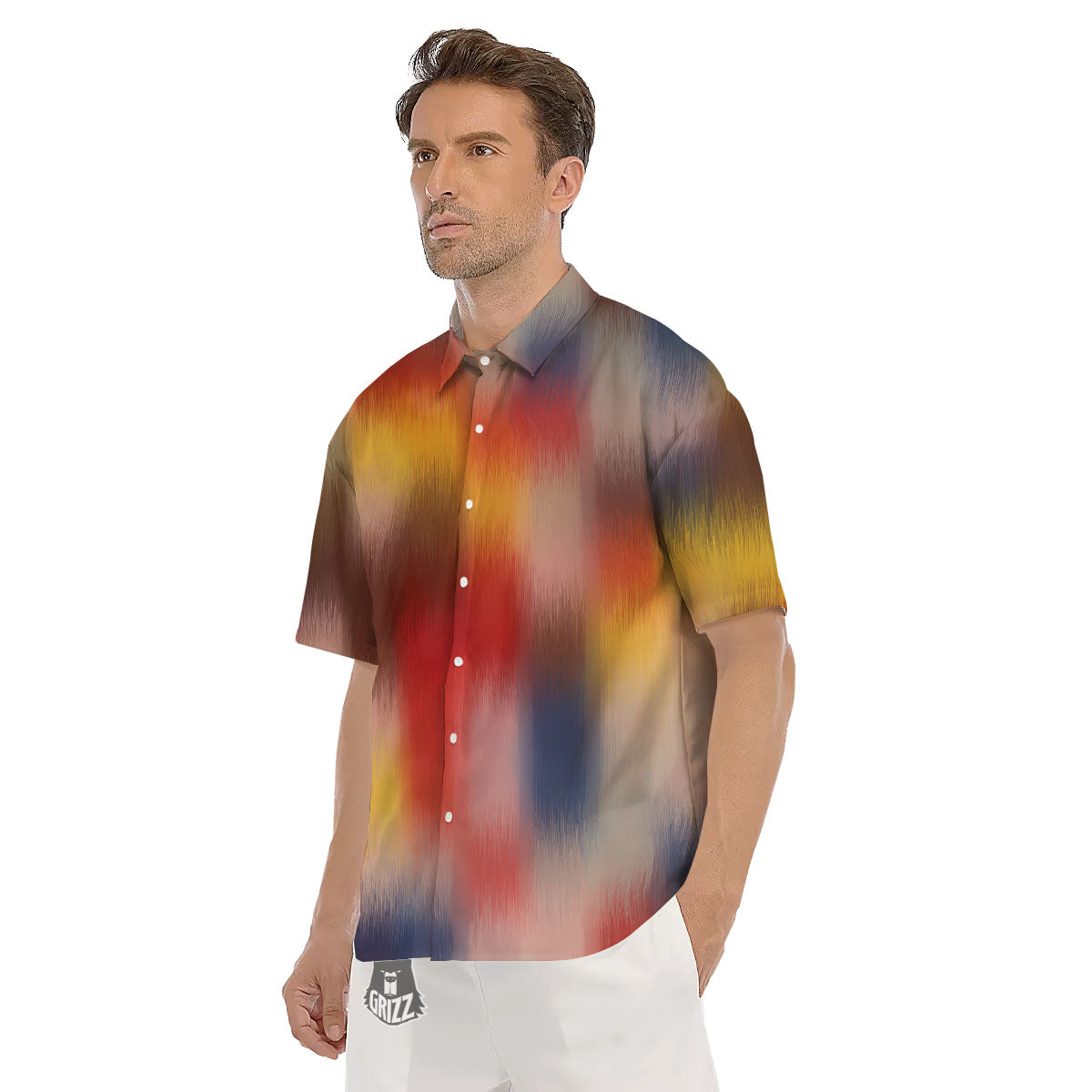 Psychedelic Multicolor Print Men's Short Sleeve Shirts-grizzshop
