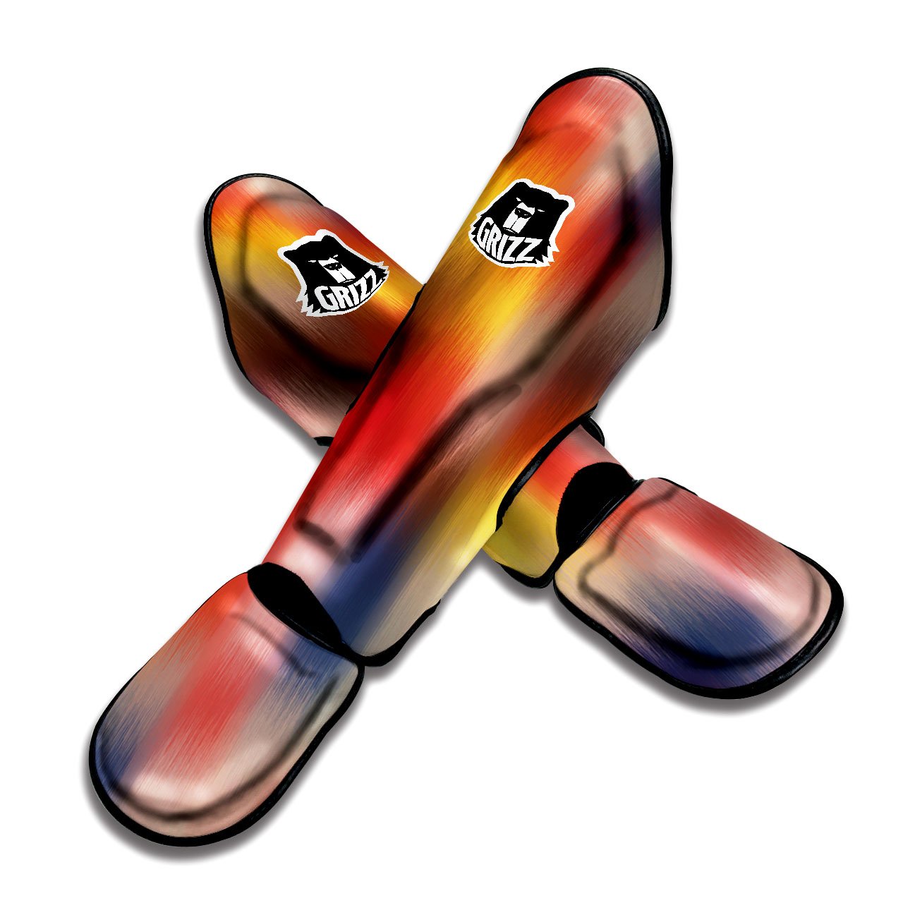 Psychedelic Multicolor Print Muay Thai Shin Guards-grizzshop