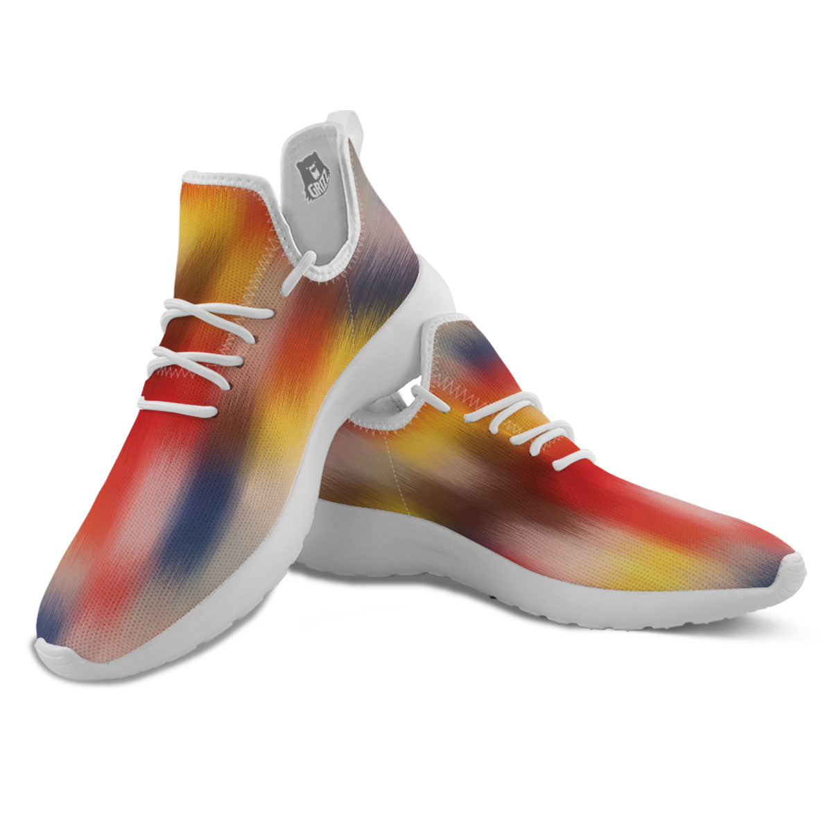 Psychedelic Multicolor Print White Athletic Shoes-grizzshop