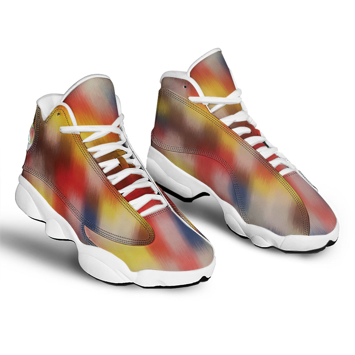Psychedelic Multicolor Print White Basketball Shoes-grizzshop