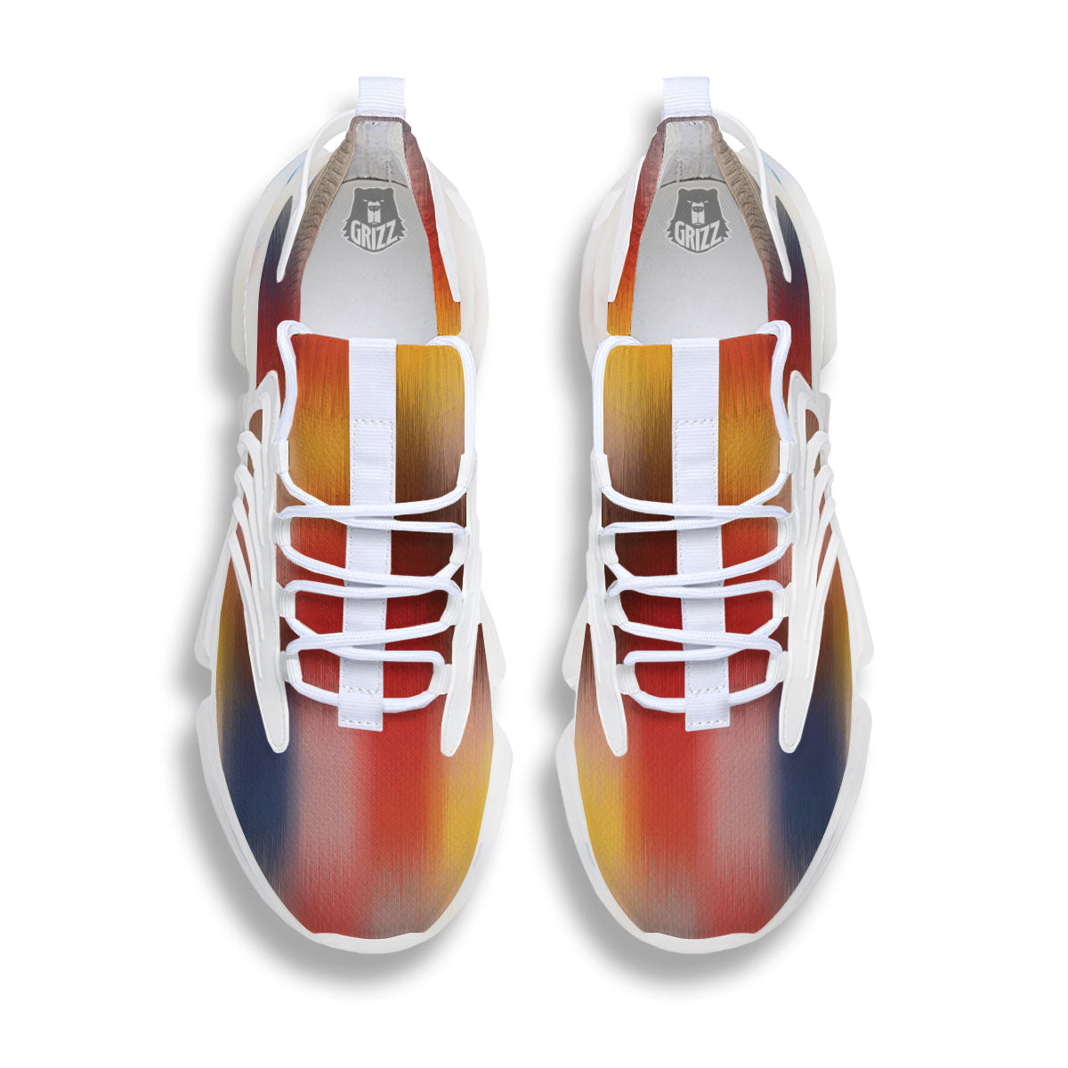 Psychedelic Multicolor Print White Gym Shoes-grizzshop