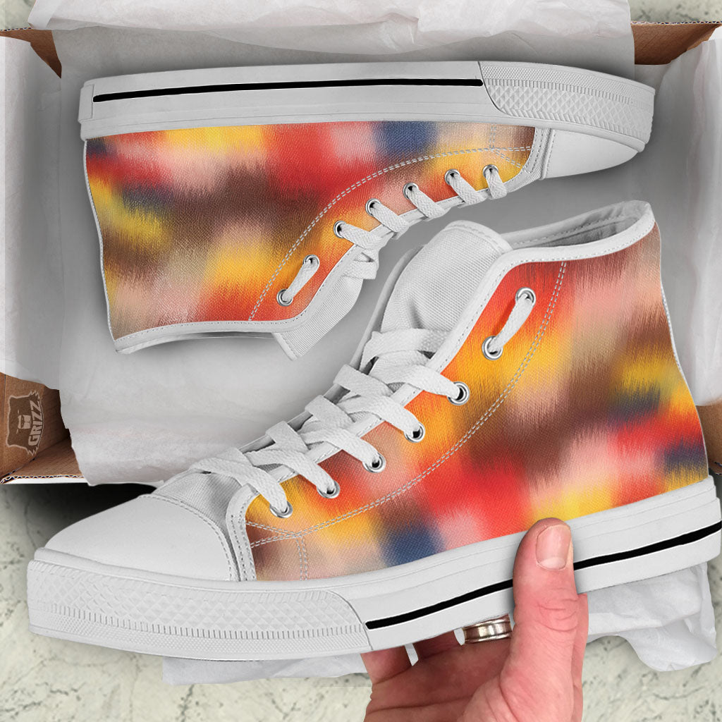 Psychedelic Multicolor Print White High Top Shoes-grizzshop