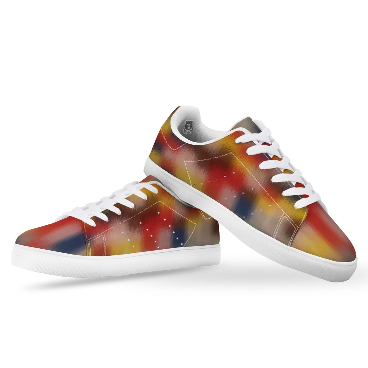 Psychedelic Multicolor Print White Low Top Sneakers-grizzshop