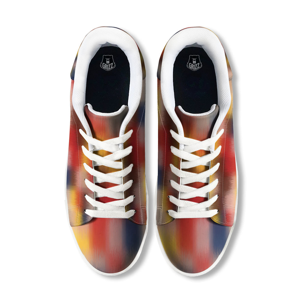 Psychedelic Multicolor Print White Low Top Sneakers-grizzshop