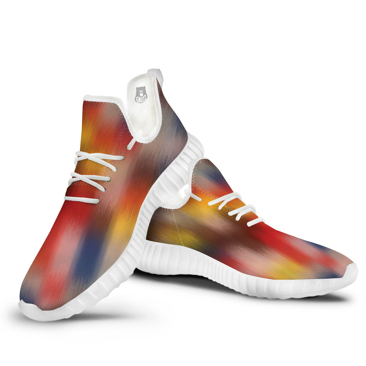 Psychedelic Multicolor Print White Walking Shoes-grizzshop