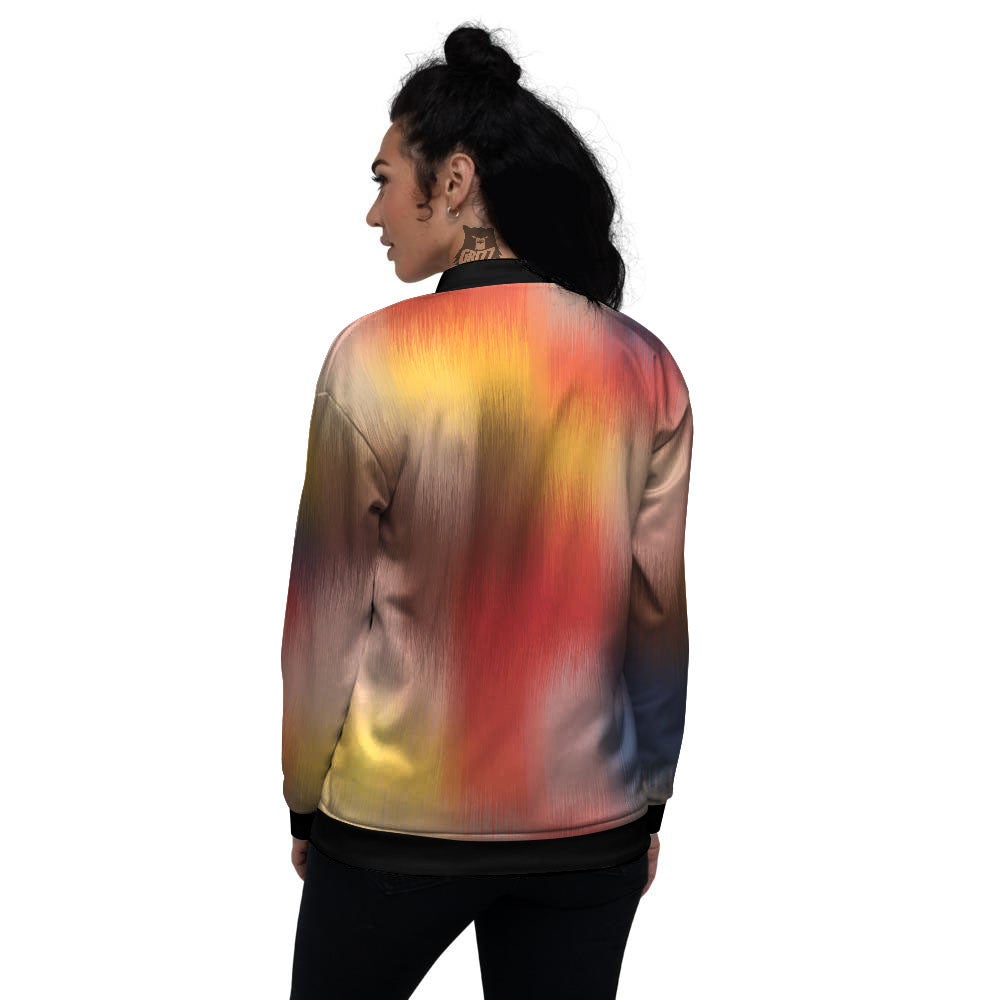 Psychedelic Multicolor Print Women's Bomber Jacket-grizzshop
