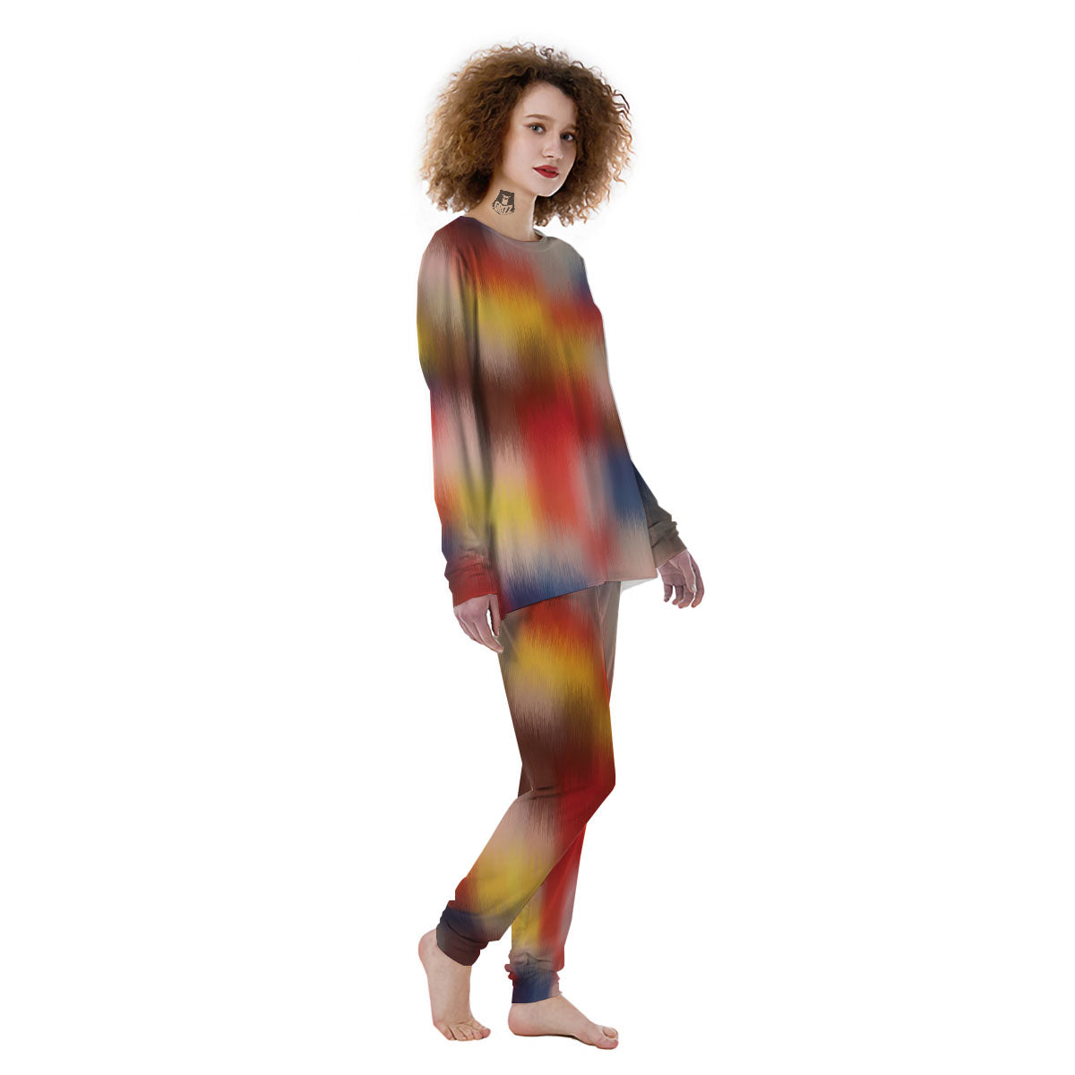Psychedelic Multicolor Print Women's Pajamas-grizzshop