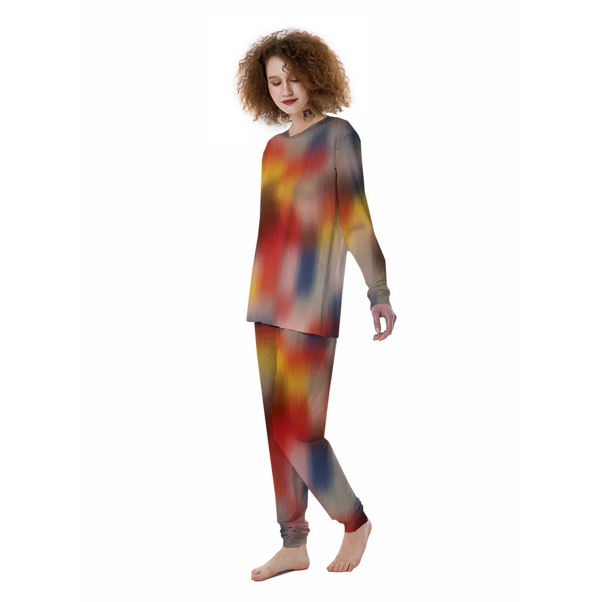 Psychedelic Multicolor Print Women's Pajamas-grizzshop