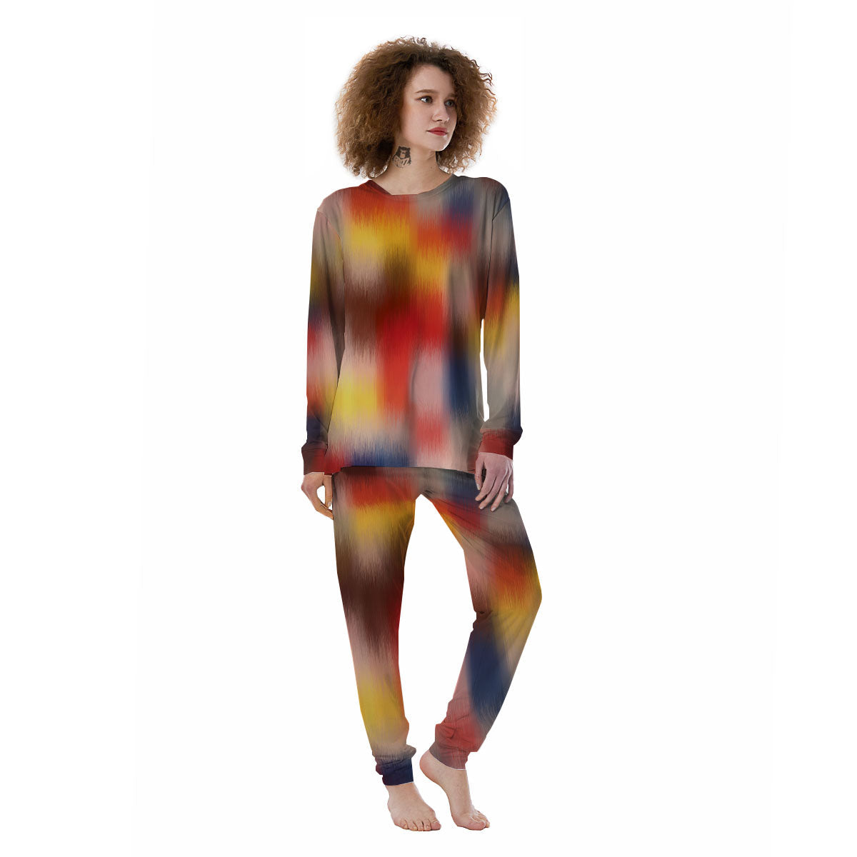 Psychedelic Multicolor Print Women's Pajamas-grizzshop