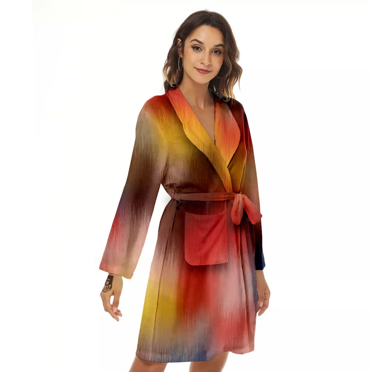 Psychedelic Multicolor Print Women's Robe-grizzshop