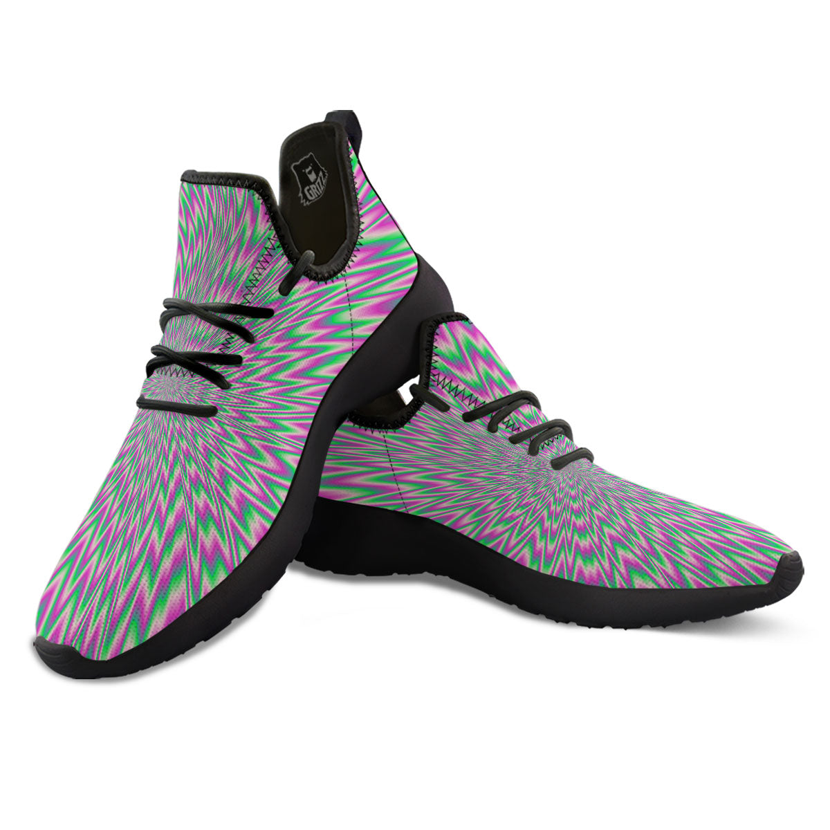 Psychedelic Optical Illusion Twinkle Black Athletic Shoes-grizzshop