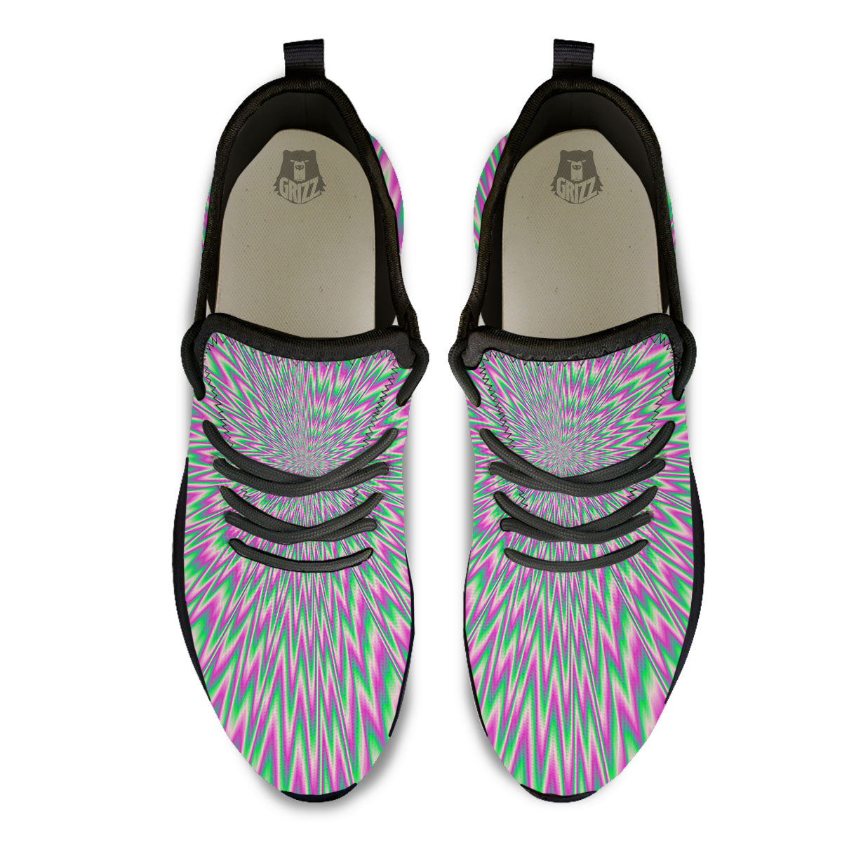 Psychedelic Optical Illusion Twinkle Black Athletic Shoes-grizzshop