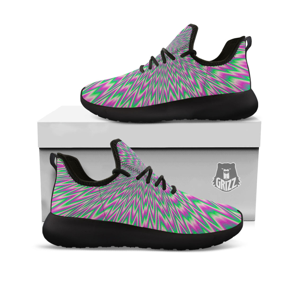 Psychedelic Optical Illusion Twinkle Black Athletic Shoes-grizzshop
