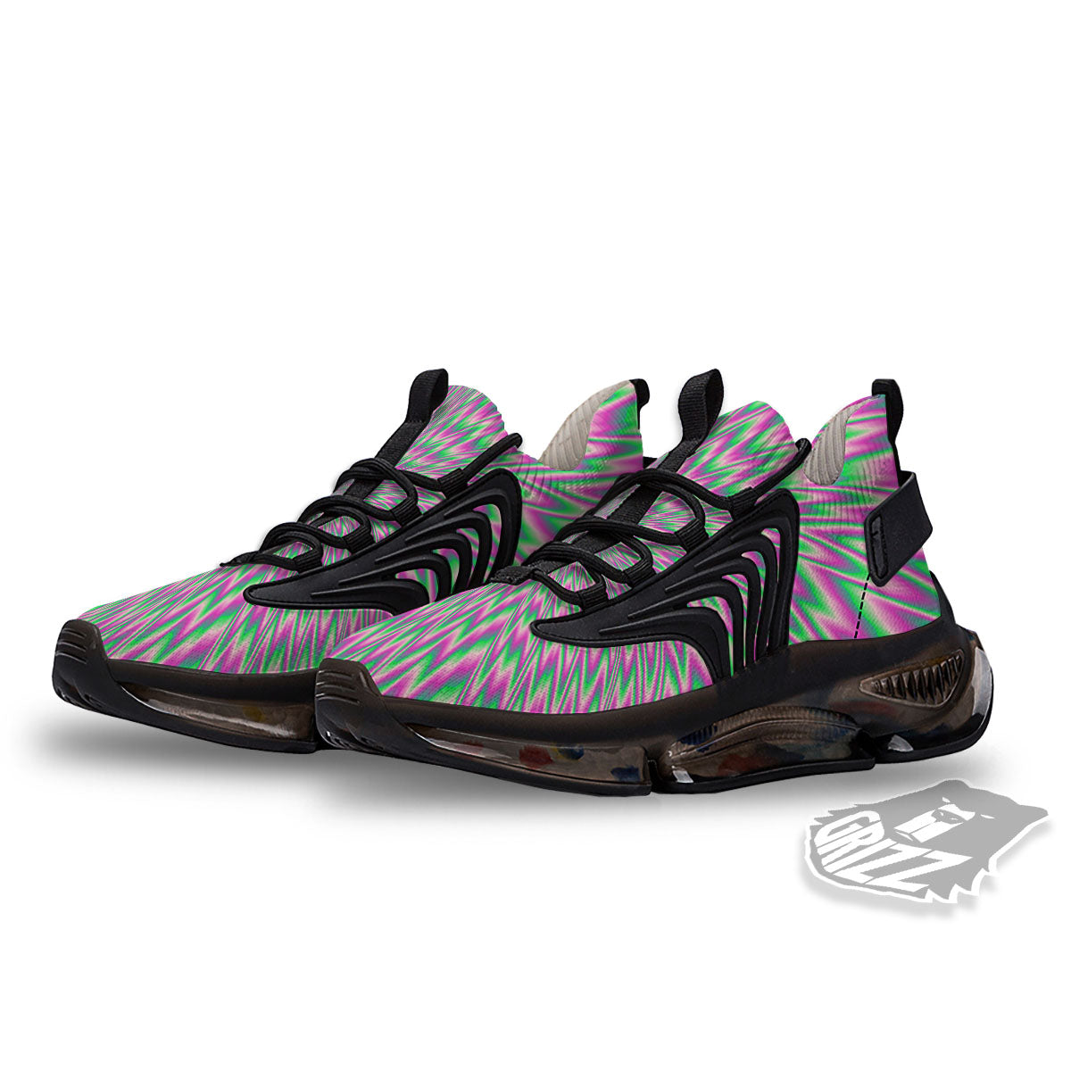 Psychedelic Optical Illusion Twinkle Black Gym Shoes-grizzshop