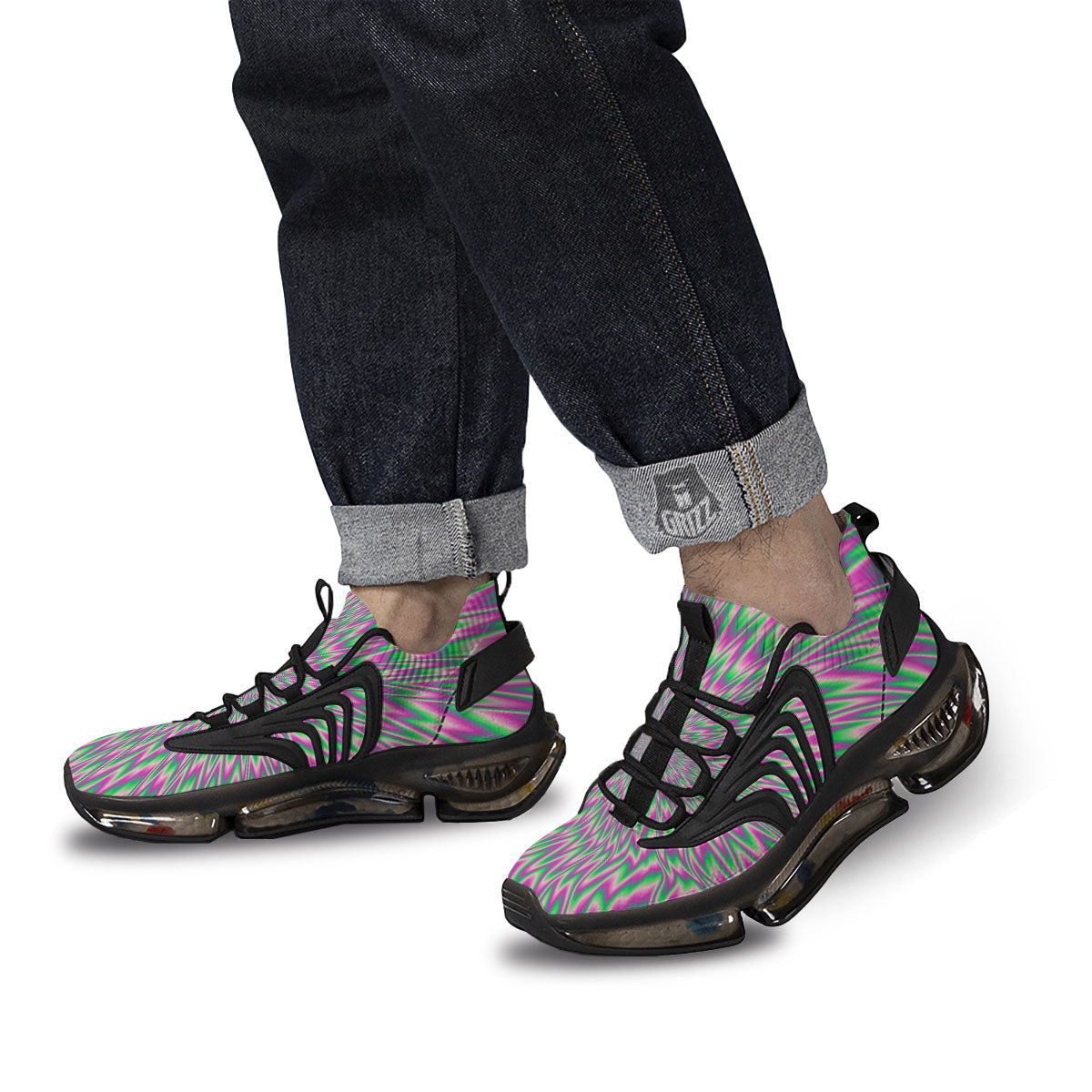 Psychedelic Optical Illusion Twinkle Black Gym Shoes-grizzshop
