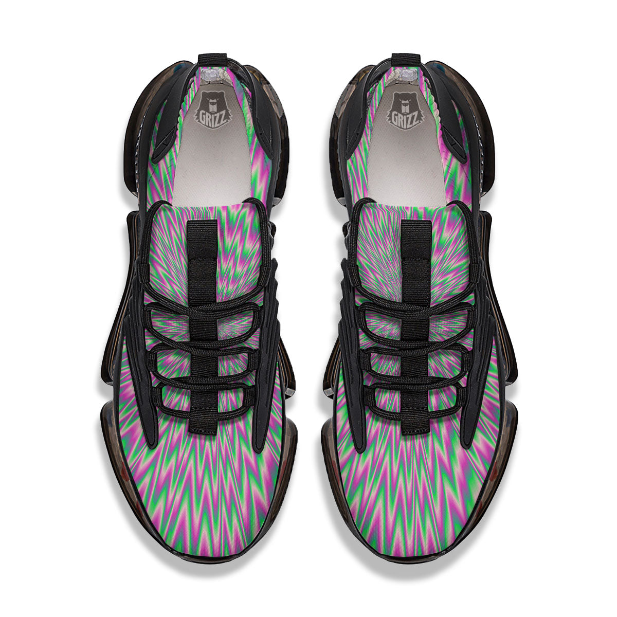 Psychedelic Optical Illusion Twinkle Black Gym Shoes-grizzshop