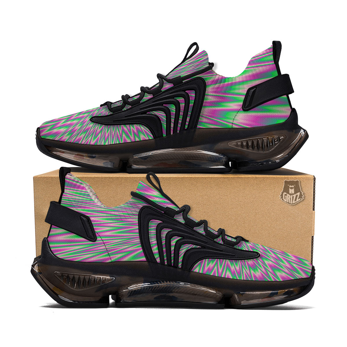 Psychedelic Optical Illusion Twinkle Black Gym Shoes-grizzshop