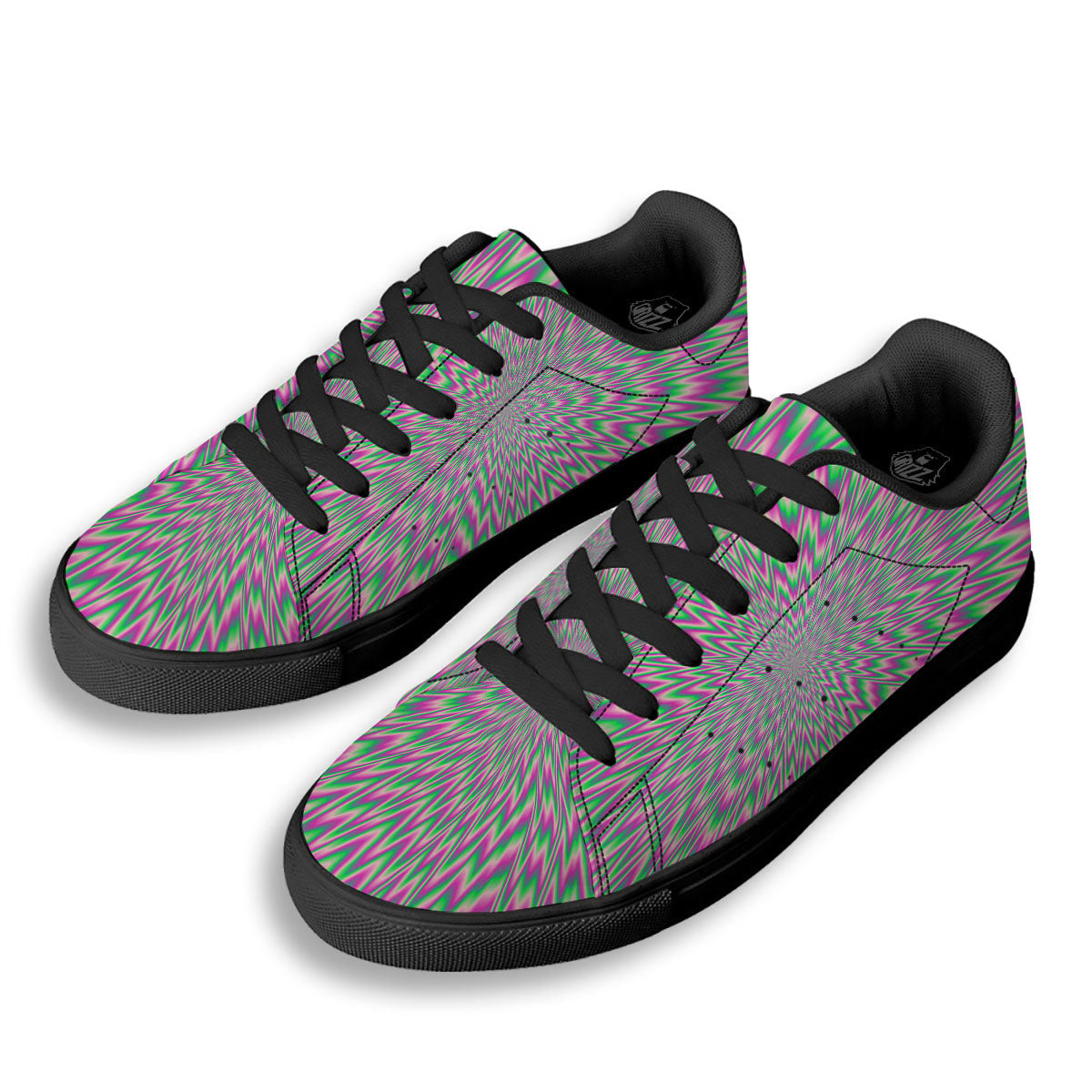 Psychedelic Optical Illusion Twinkle Black Low Top Sneakers-grizzshop