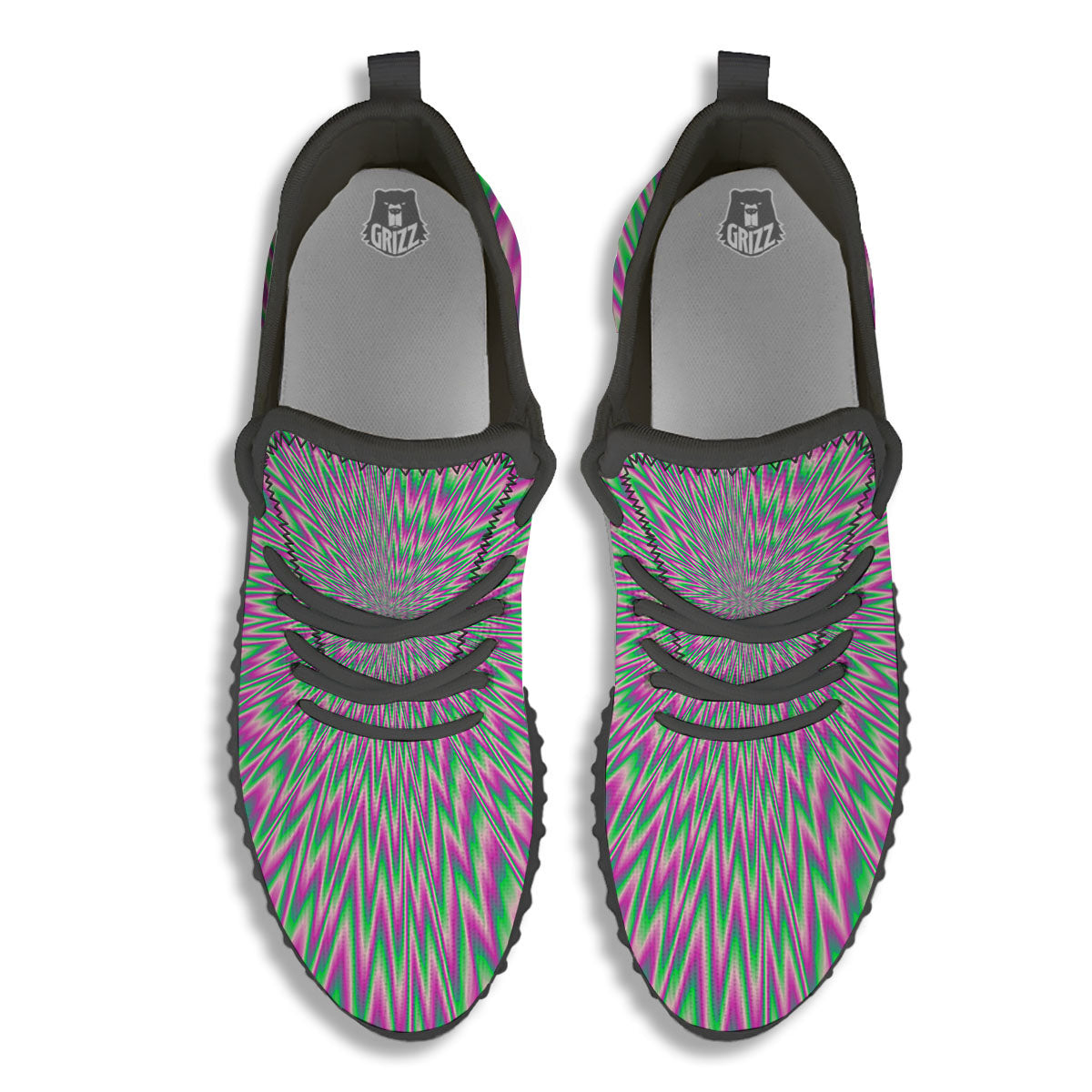 Psychedelic Optical Illusion Twinkle Black Walking Shoes-grizzshop