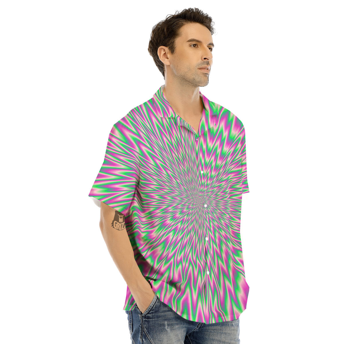 Psychedelic Optical Illusion Twinkle Men's Hawaiian Shirt-grizzshop