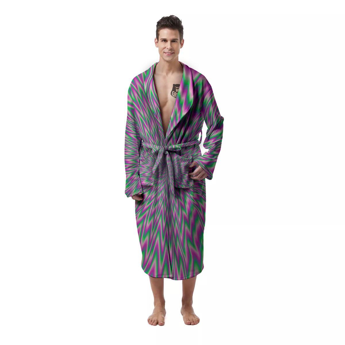 Psychedelic Optical Illusion Twinkle Men's Robe-grizzshop