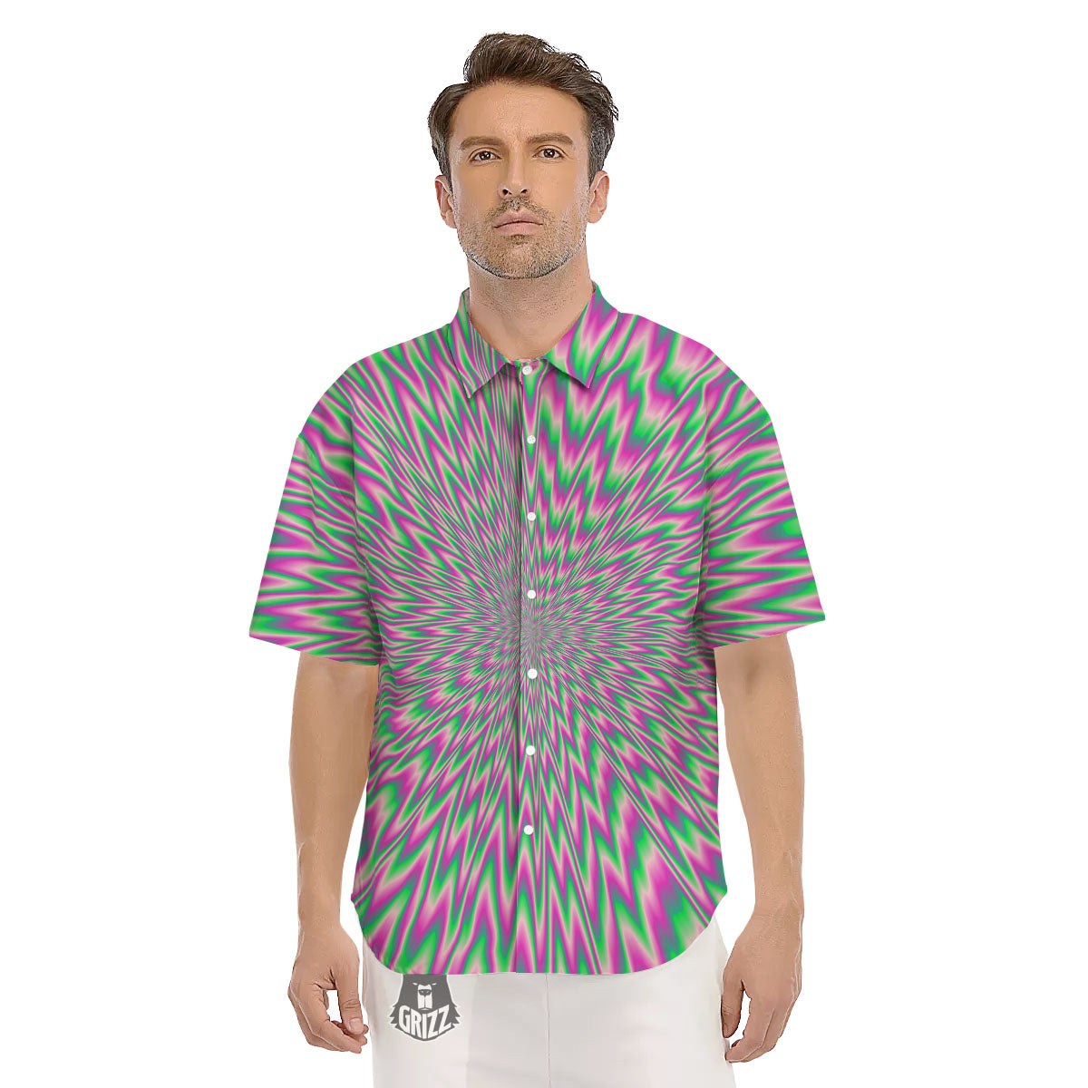 Psychedelic Optical Illusion Twinkle Men's Short Sleeve Shirts-grizzshop