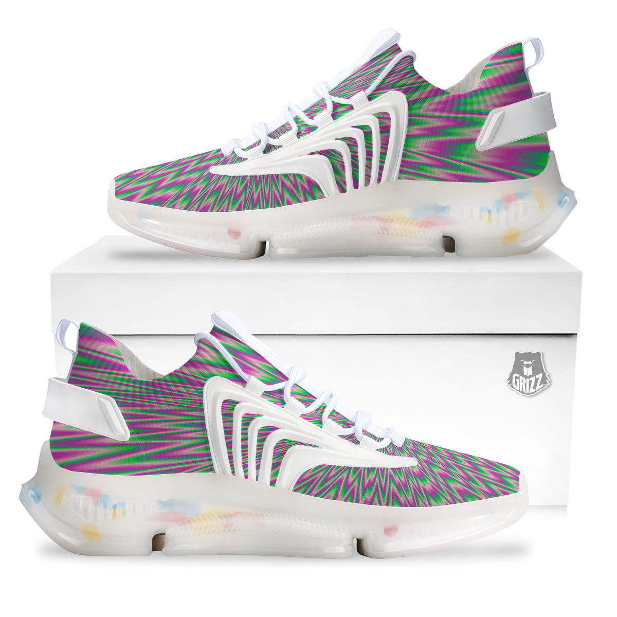 Psychedelic Optical Illusion Twinkle White Gym Shoes-grizzshop