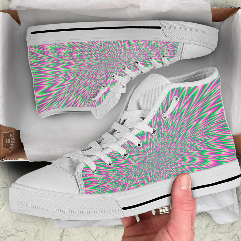 Psychedelic Optical Illusion Twinkle White High Top Shoes-grizzshop