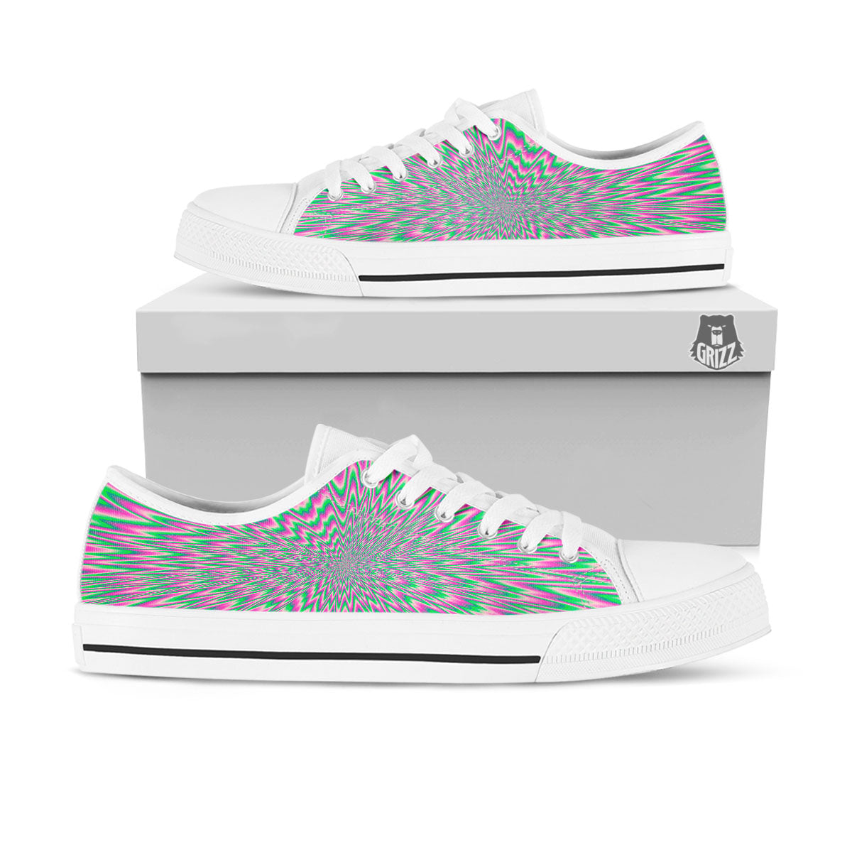 Psychedelic Optical Illusion Twinkle White Low Top Shoes-grizzshop