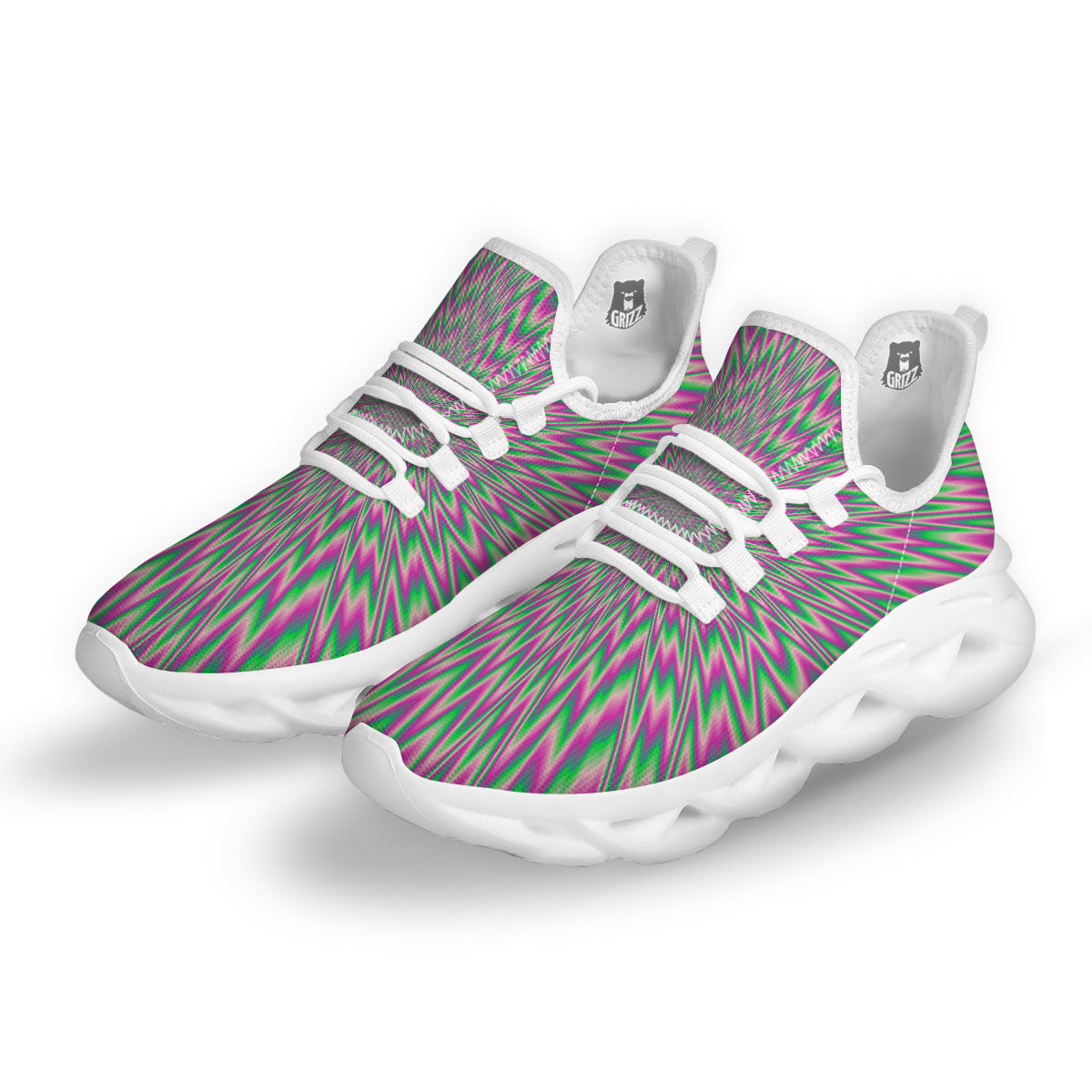 Psychedelic Optical Illusion Twinkle White Running Shoes-grizzshop