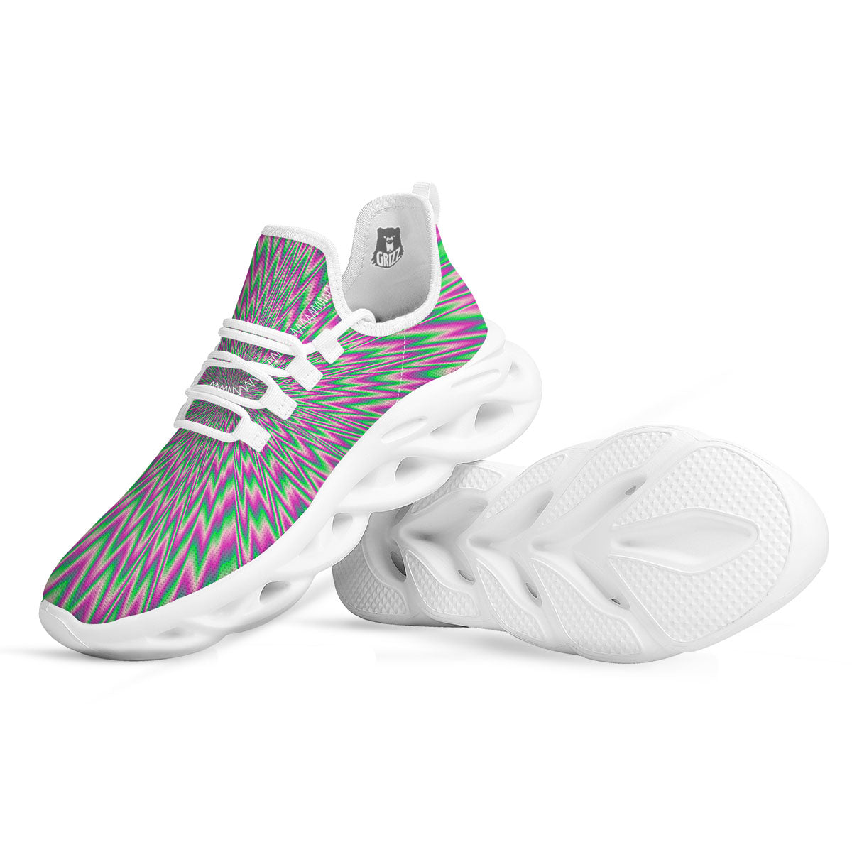 Psychedelic Optical Illusion Twinkle White Running Shoes-grizzshop