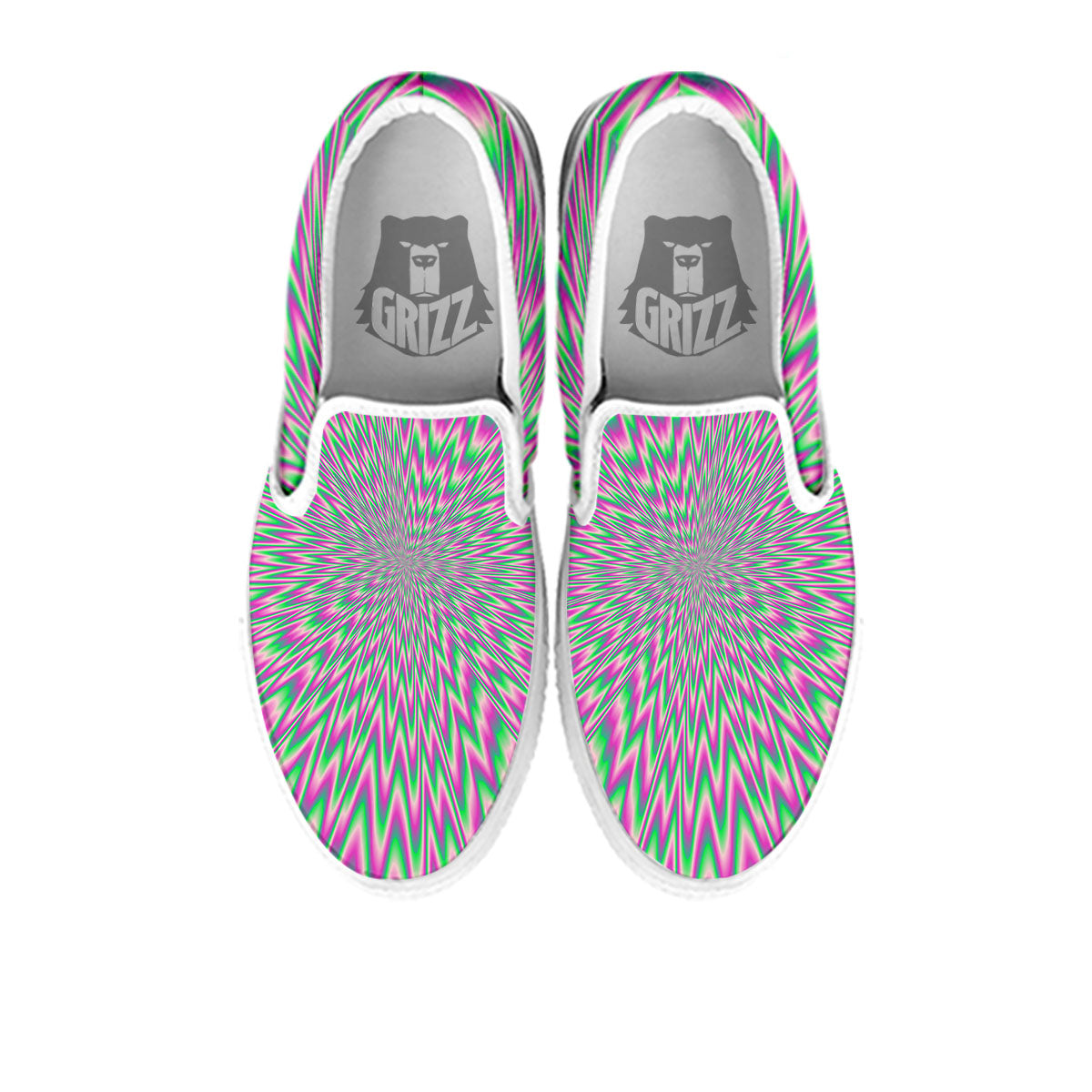Psychedelic Optical Illusion Twinkle White Slip On Shoes-grizzshop